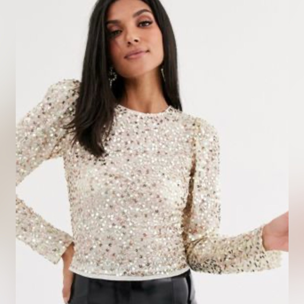 Brand New with Tags ASOS Sparkling Cream Sequin Blouse